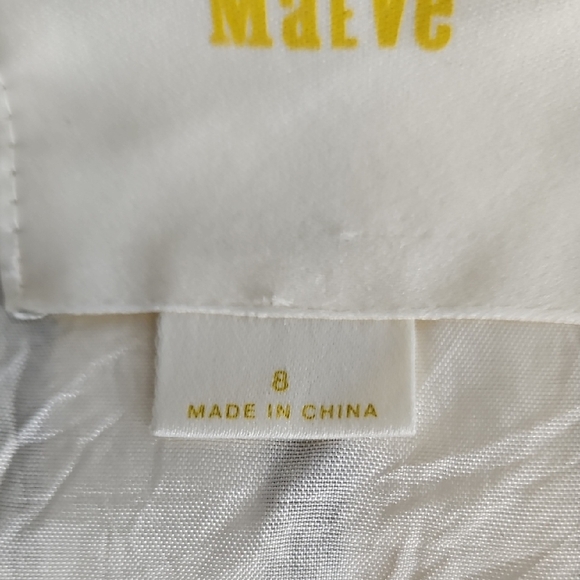 Maeve (Anthro) Black and White Striped Dress with Cream Lace - Picture 9 of 10